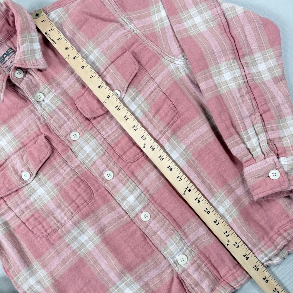 American Eagle Venture Out Pink Plaid Flannel‎ Shirt Womens Medium Button Down - Picture 5 of 6